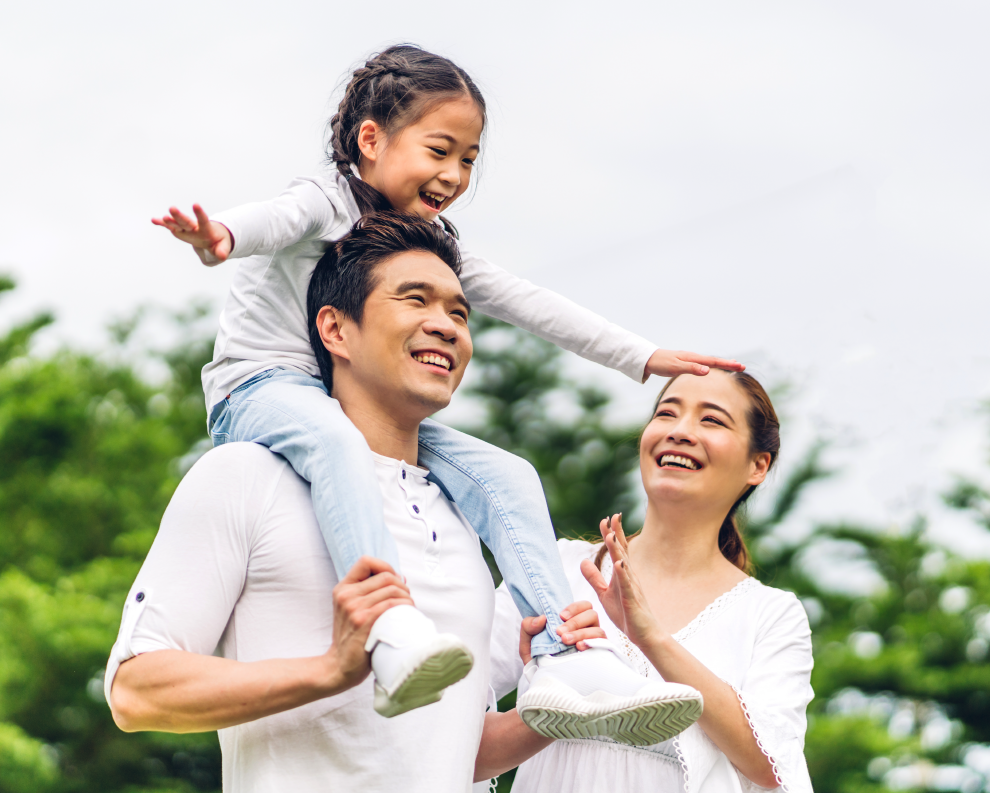 Happy family in park